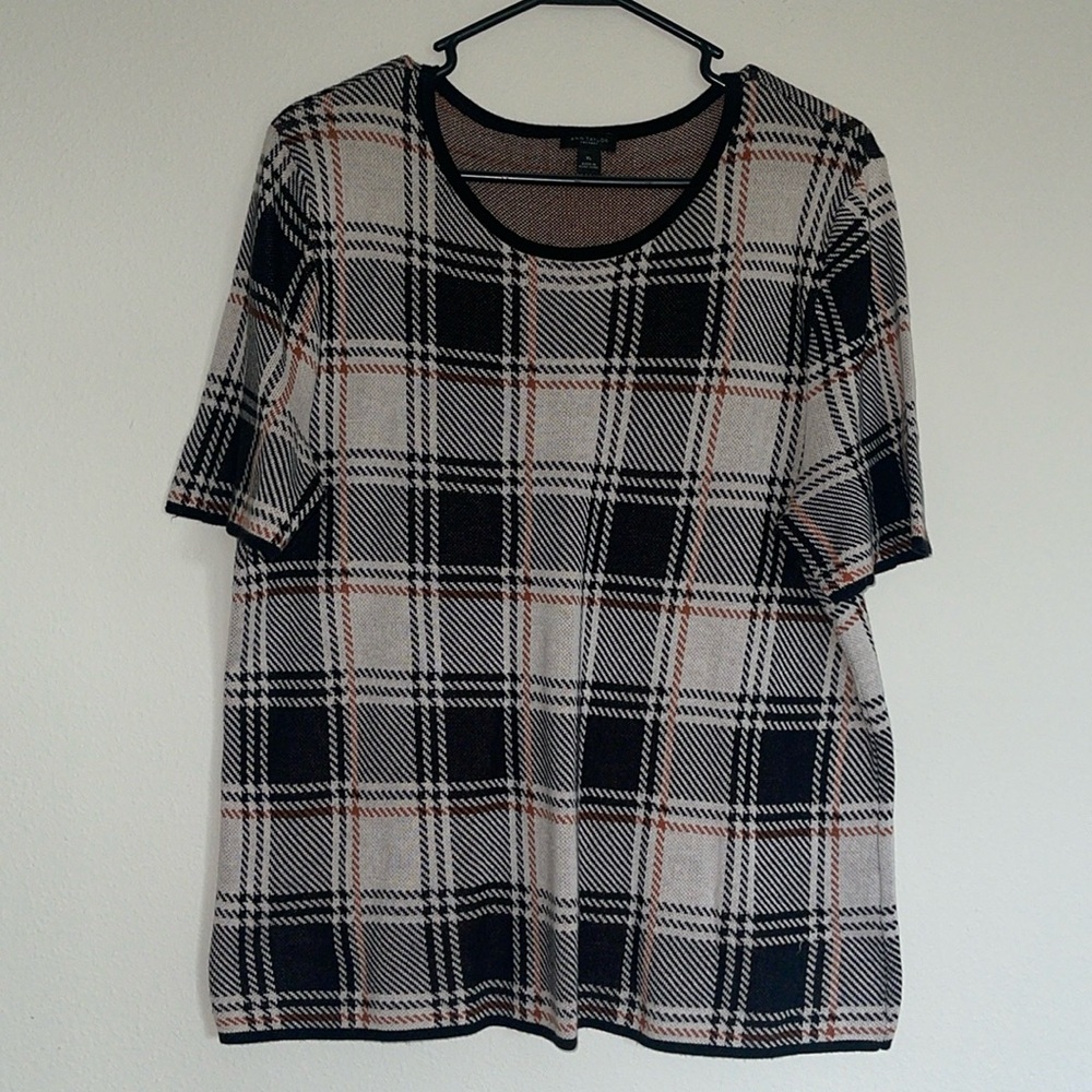 Women’s Ann Taylor XL Cotton Short Sleeve Fall Shirt - LIKE NEW! 🧡🤎